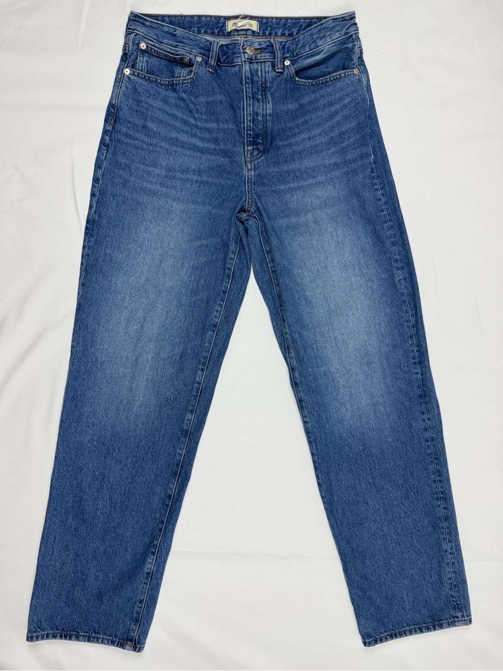 Madewell Curvy Low Slung Straight Jeans 28T Tall Button Fly 100% Cotton Denim
